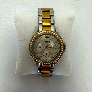 Women's Fossil Two-Tone Stainless Steel with Silver Face and Two-Tone Band